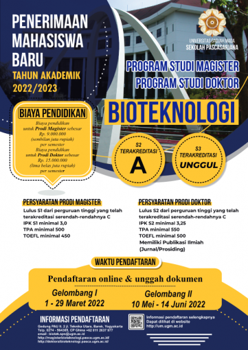 Program Magister Bioteknologi Universitas Gadjah Mada Program S2 